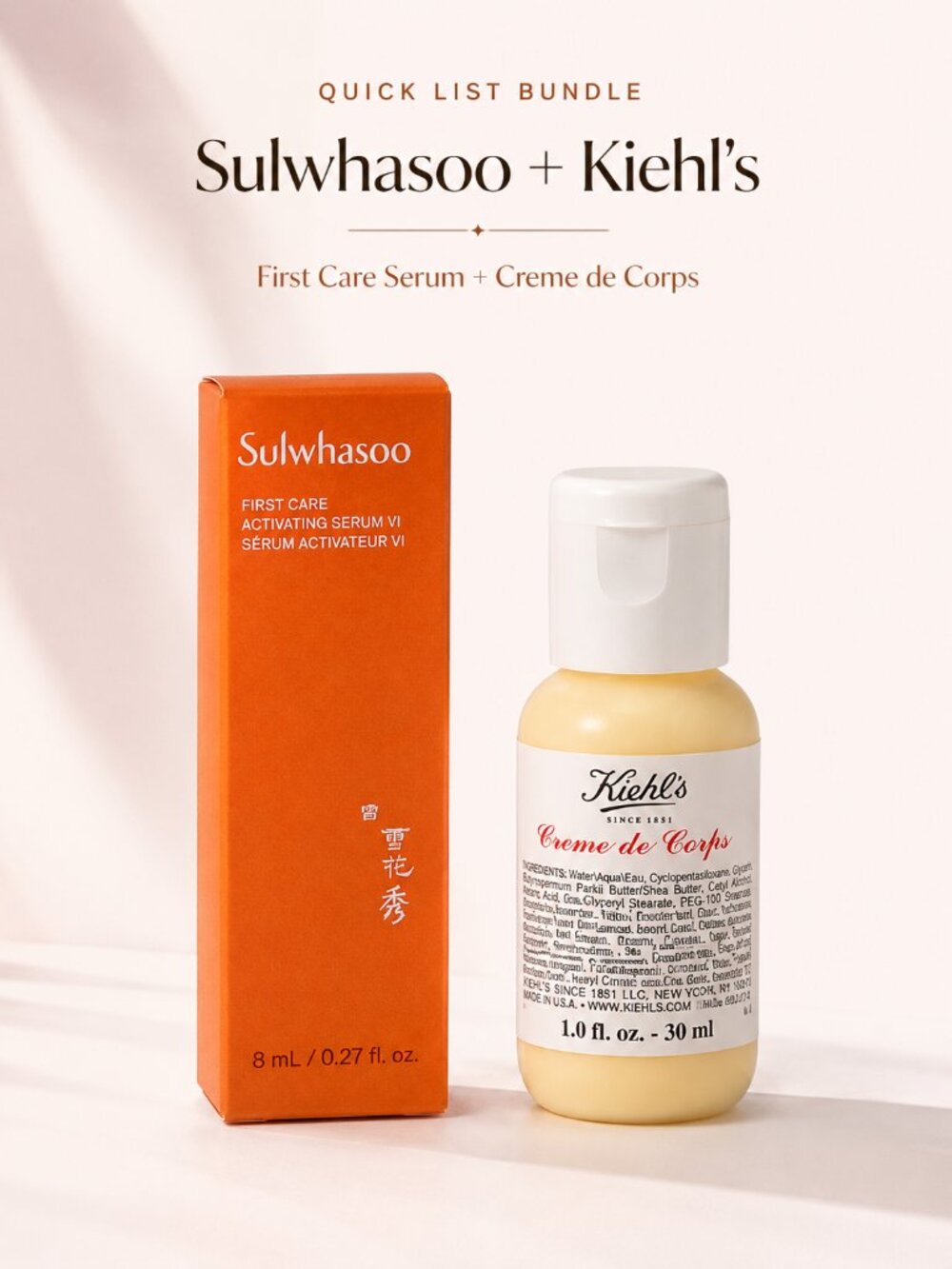 Sulwhasoo First Care Serum + Kiehl’s Lotion Mini Bundle